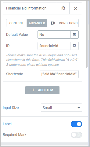 financial aid field advanced