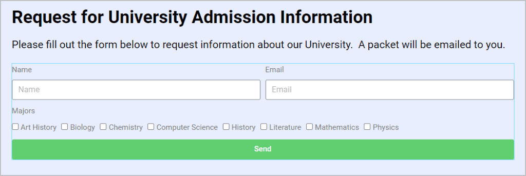 form with majors added