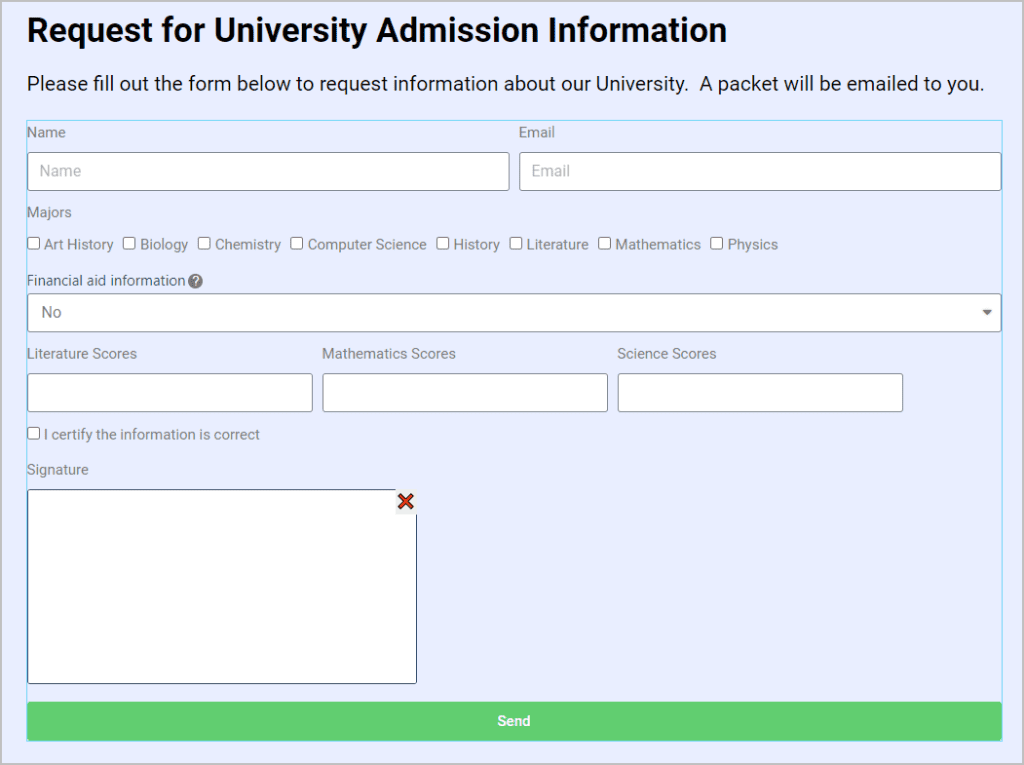 form with signature field