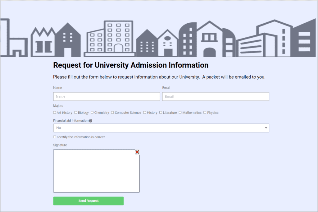 front end form created