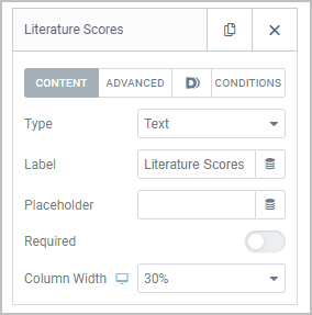 literature scores field content