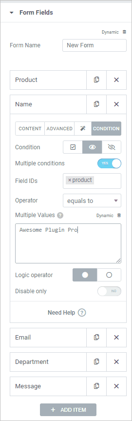 Add Conditional Display To Form Fields