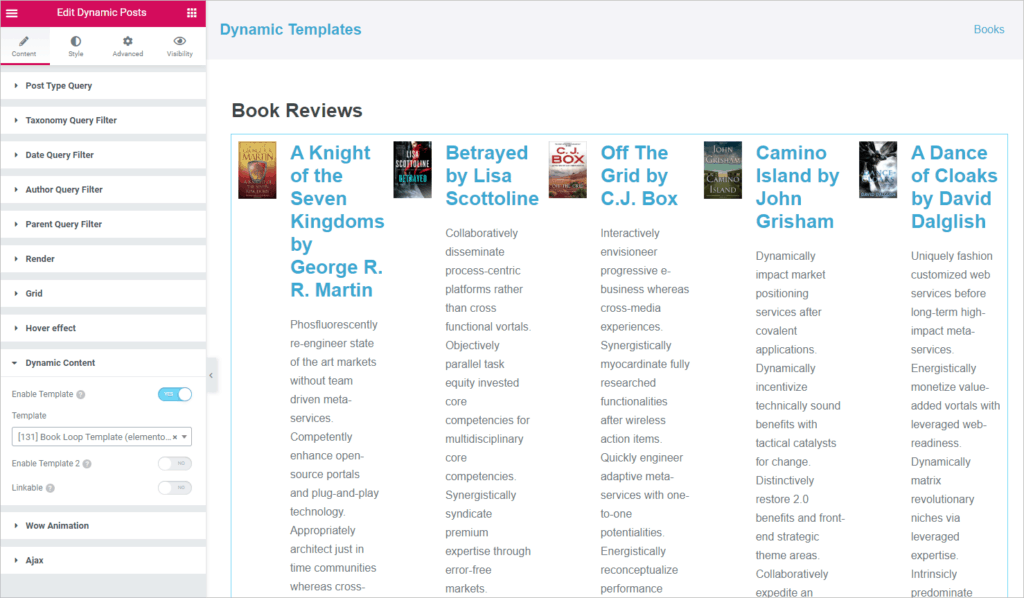 dynamic content template selection