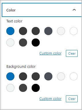 astra global colors in gutenberg