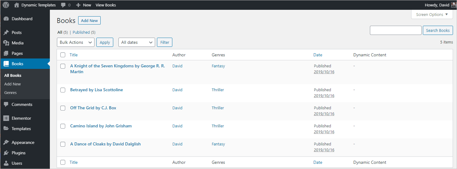list of book records