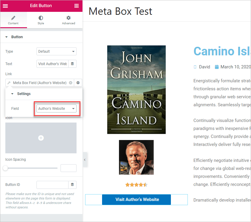 Button Link Settings