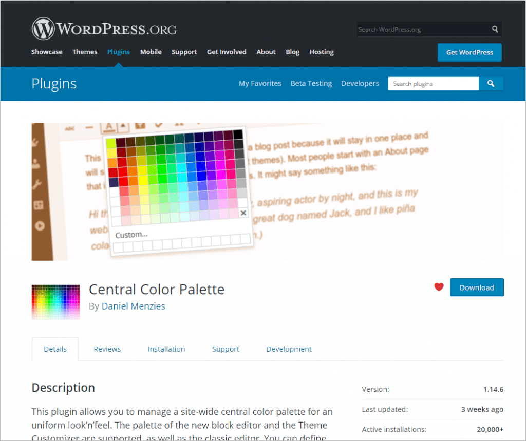 Central Color Palette Plugin From WordPress Org 1