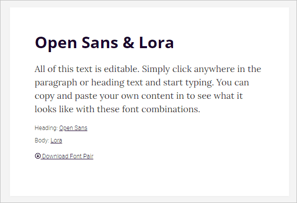 Chosen Font Pair