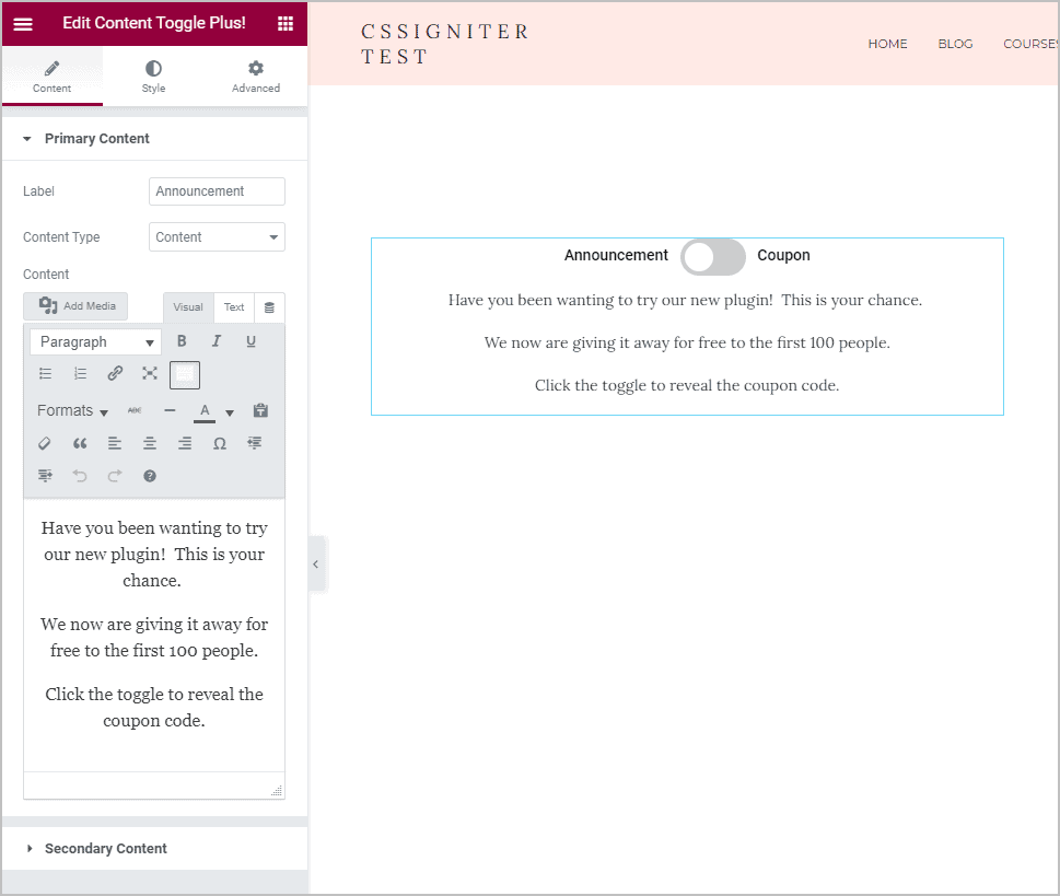 Content Toggle Plus 1