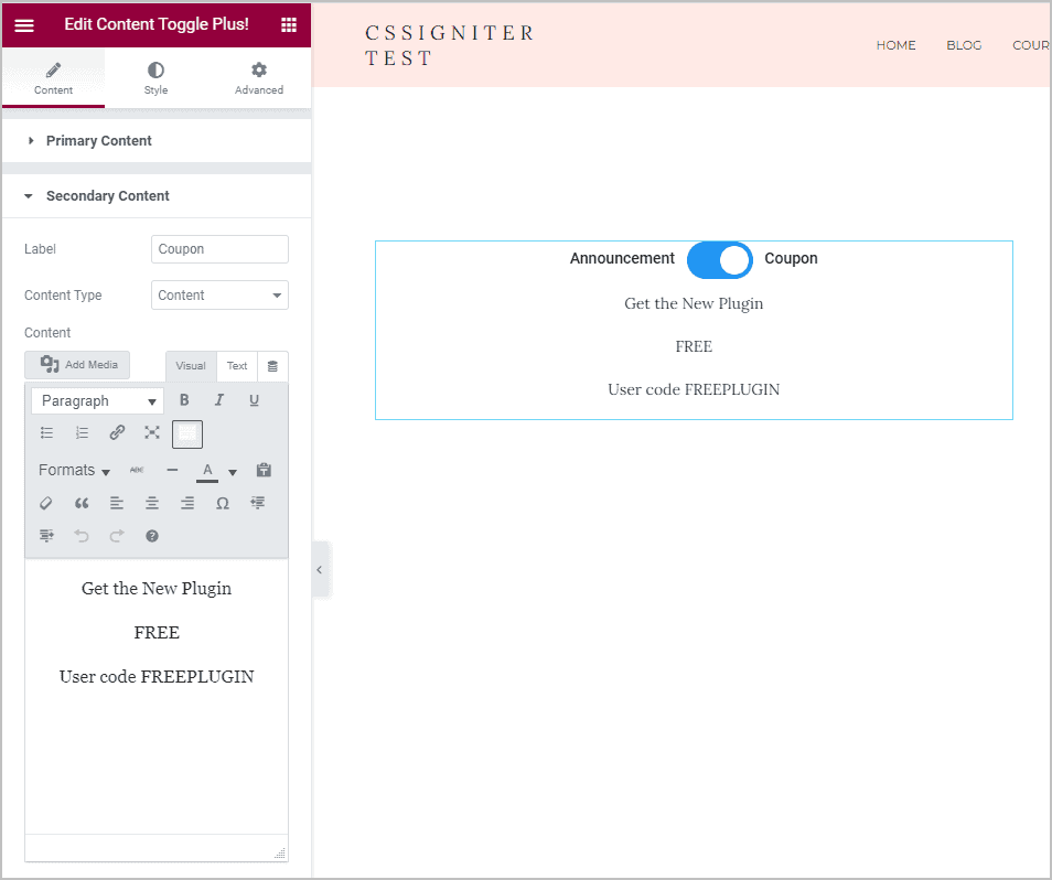 Content Toggle Plus 2