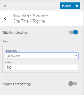 Cusotmizer Typography Site Title