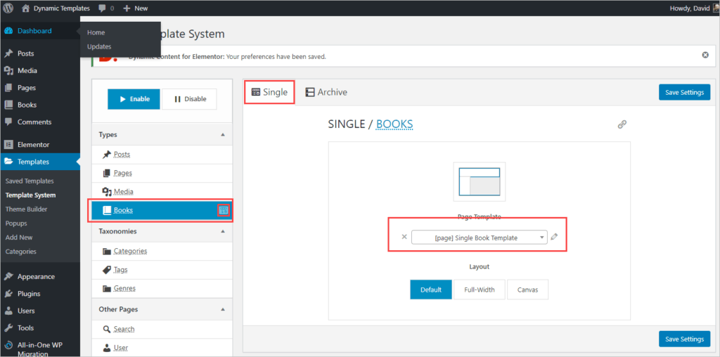 dce assign single template