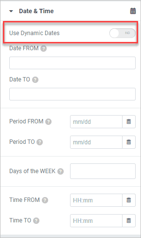 Dce Date And Time Options