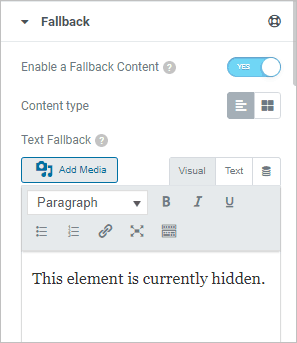 Dce Fallback Text Option