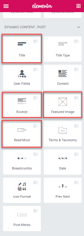 Dce Template Widgets Used