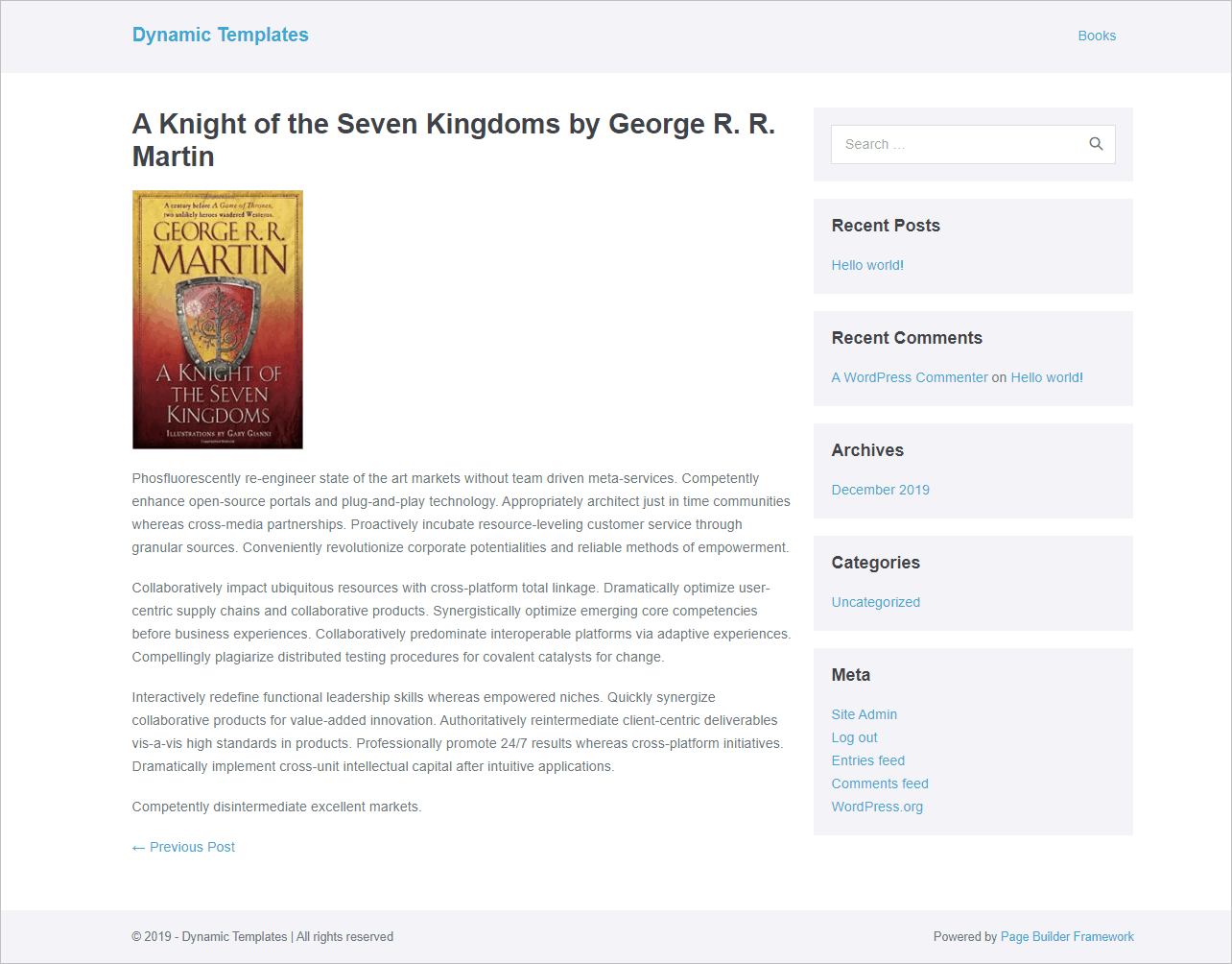 default theme display of single book record