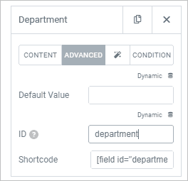Department Field Advanced Tab