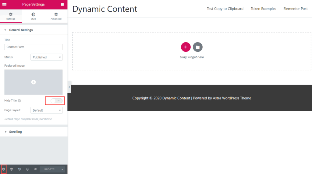 Disable Title In Elementor Editor