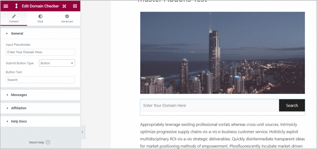 Domain Checker Widget Added