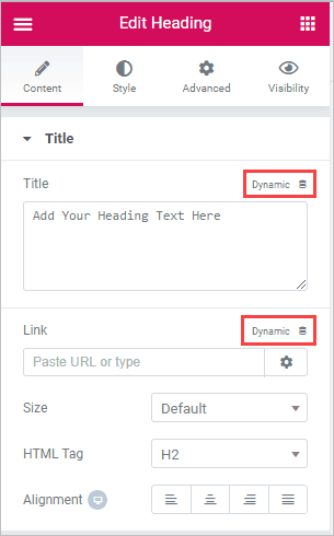 heading widget with dynamic data