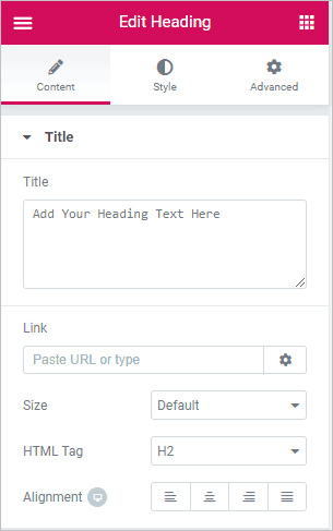 heading widget without dynamic data