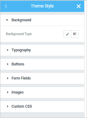 Elementor Editor Theme Style Options