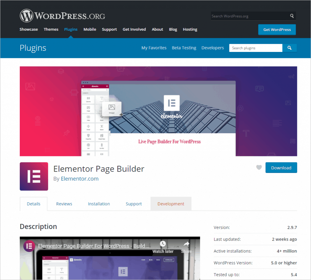 Free Elementor Plugin From WordPress Org