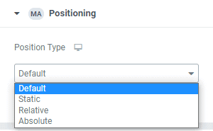 Master Addons Positioning Type