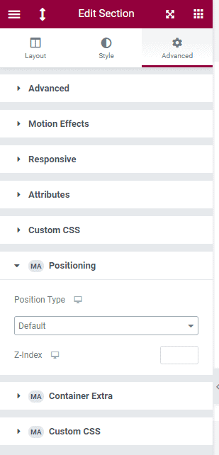 Master Addons Positioning