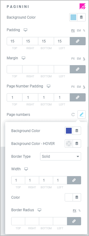 Paginini Settings For Page Number 1