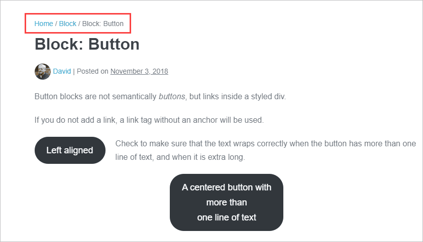 page builder framework breadcrumbs example