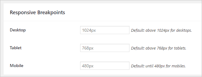 page builder framework custom breakpoints