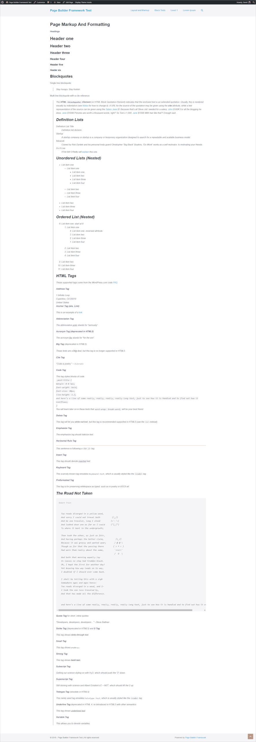 markup and formatting test