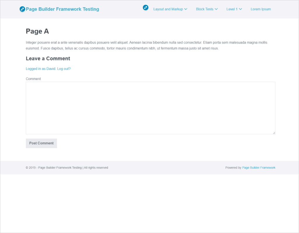 page builder framework no sticky footer