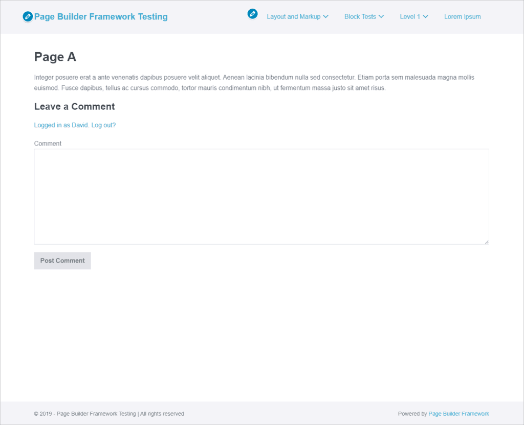 page builder framework with sticky footer