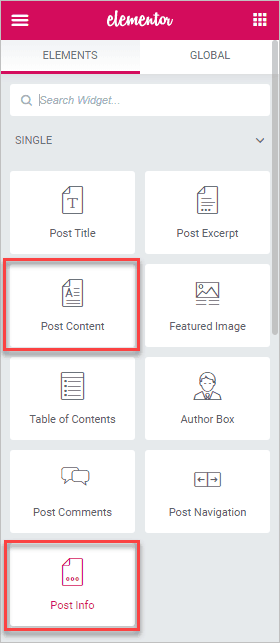 Post Meta And Post Content Widgets