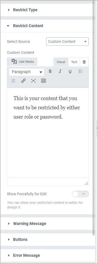 Restricted Content Edit Box