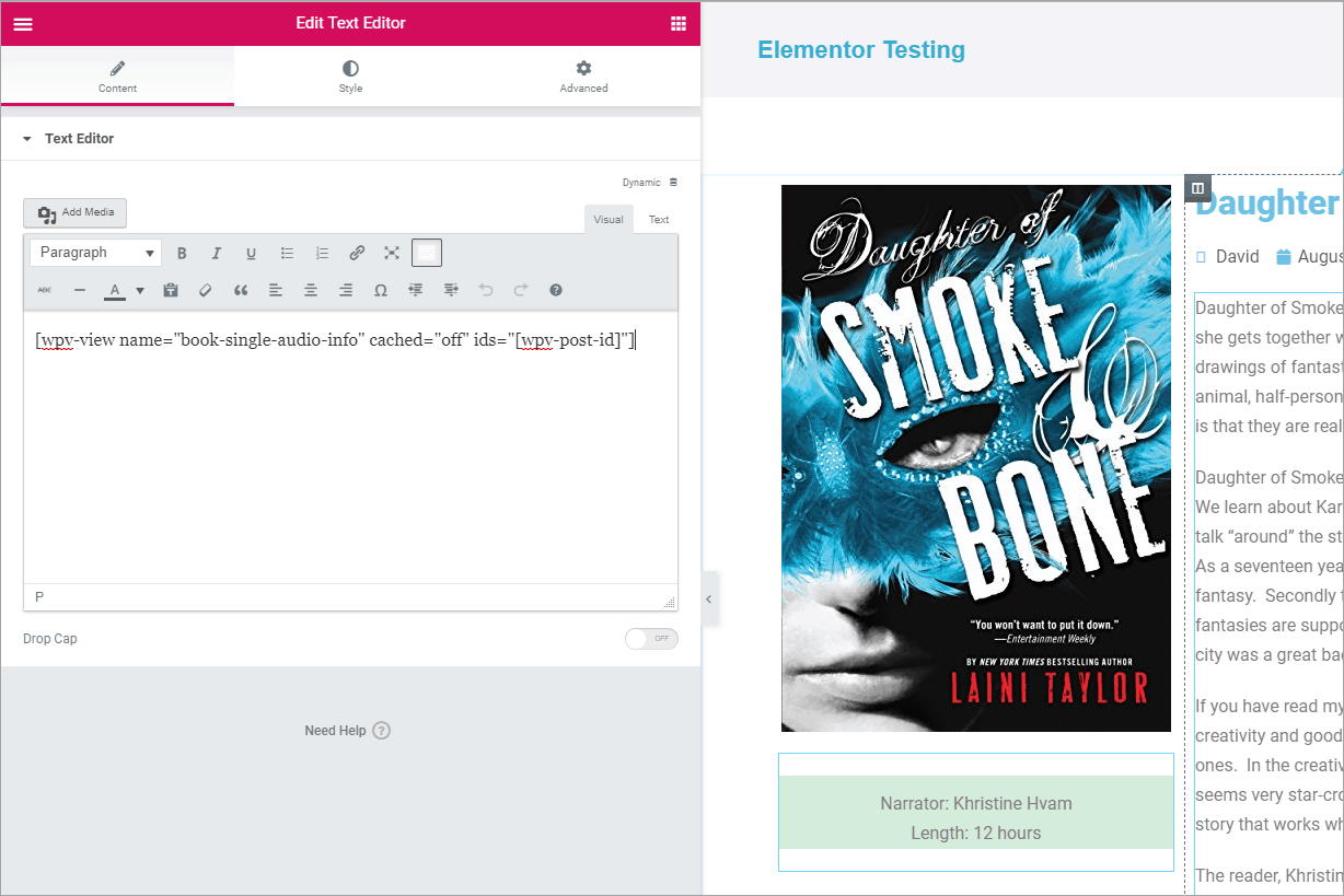 view added to elementor