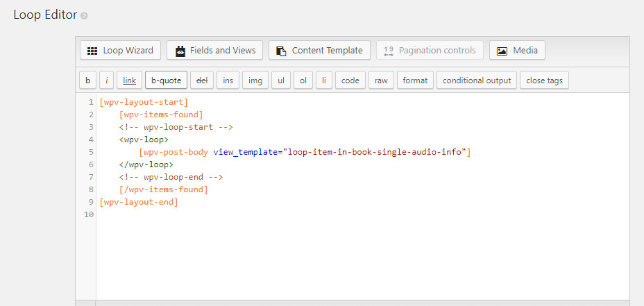 views editor loop editor
