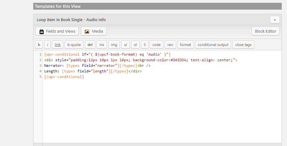 views editor template editor
