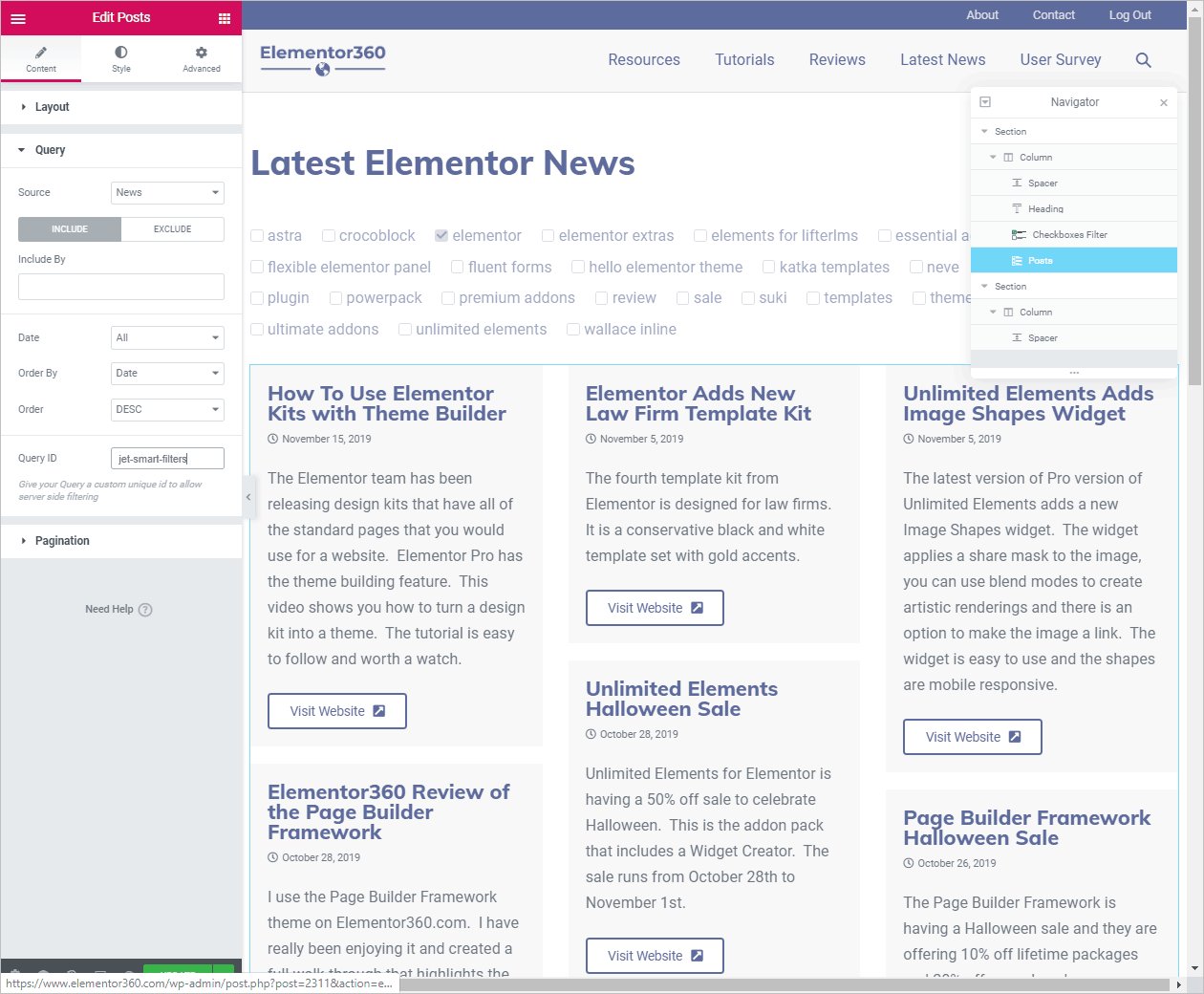 page with query id added